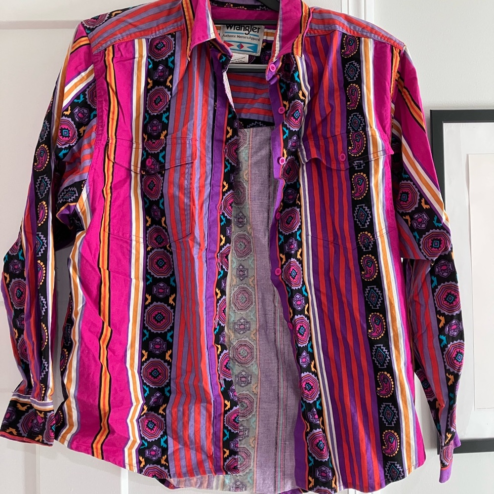 Wrangler Multicolor Striped  Unisex Shirt 80s authentic vintage
